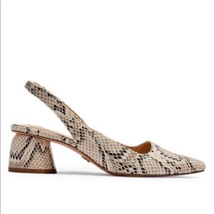 Square toe snake skin heels